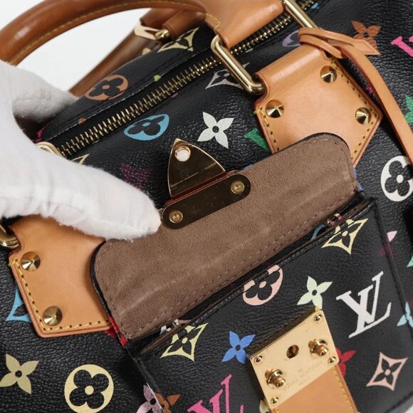 LOUIS VUITTON Monogram Multicolor Speedy 30 Hand Bag Black M92642 Auth 115220V - Picture 12 of 16